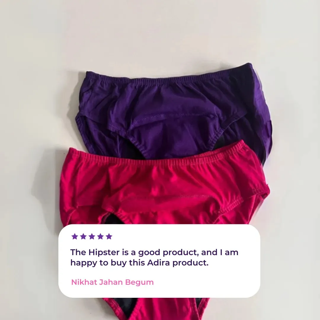 Period Panties For Stain Free Period | Hipster Fit | Leakproof | Use with Pad For Hygiene | Prevents Front & Back Stains | 2 Pack