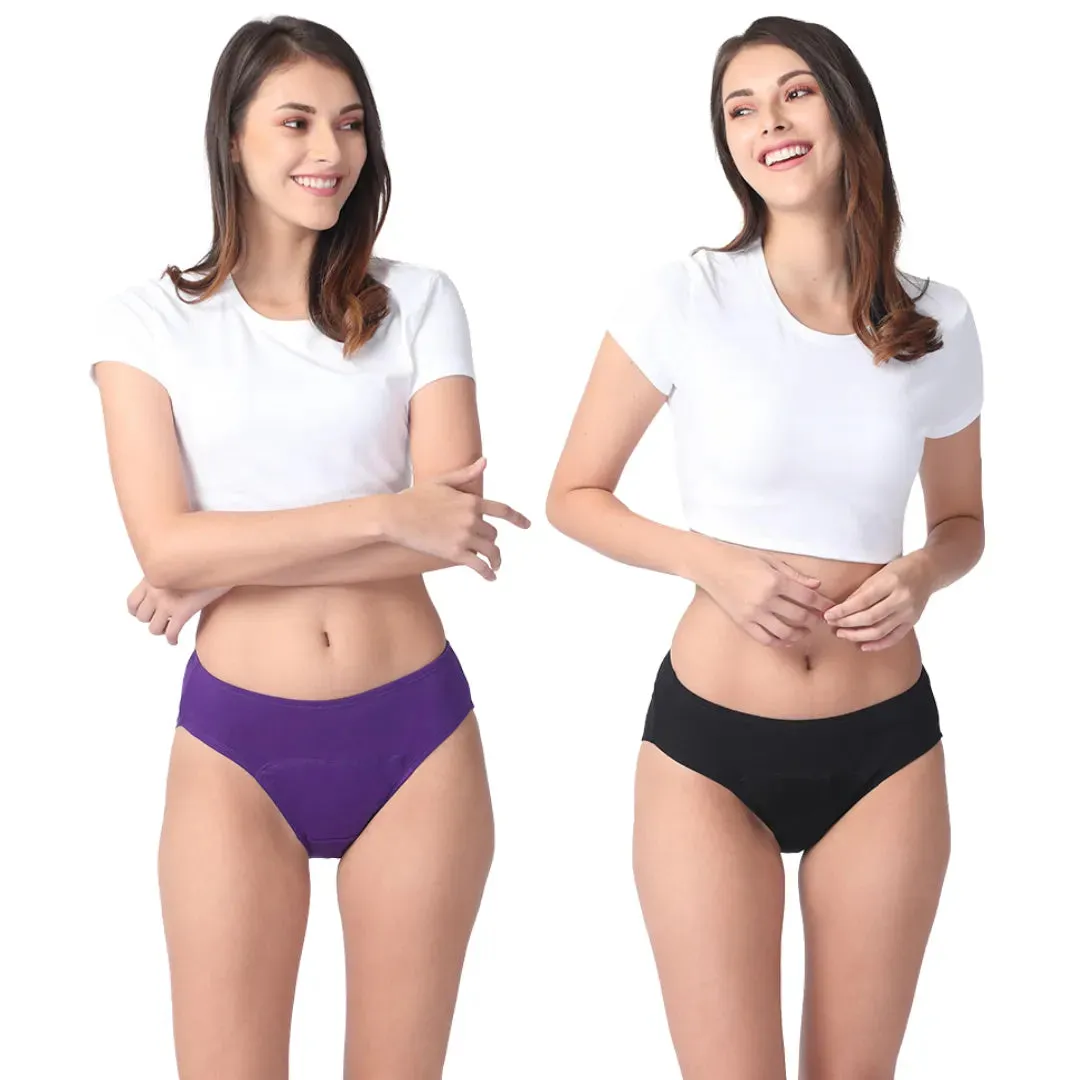 Period Panties For Stain Free Period | Hipster Fit | Leakproof | Use with Pad For Hygiene | Prevents Front & Back Stains | 2 Pack