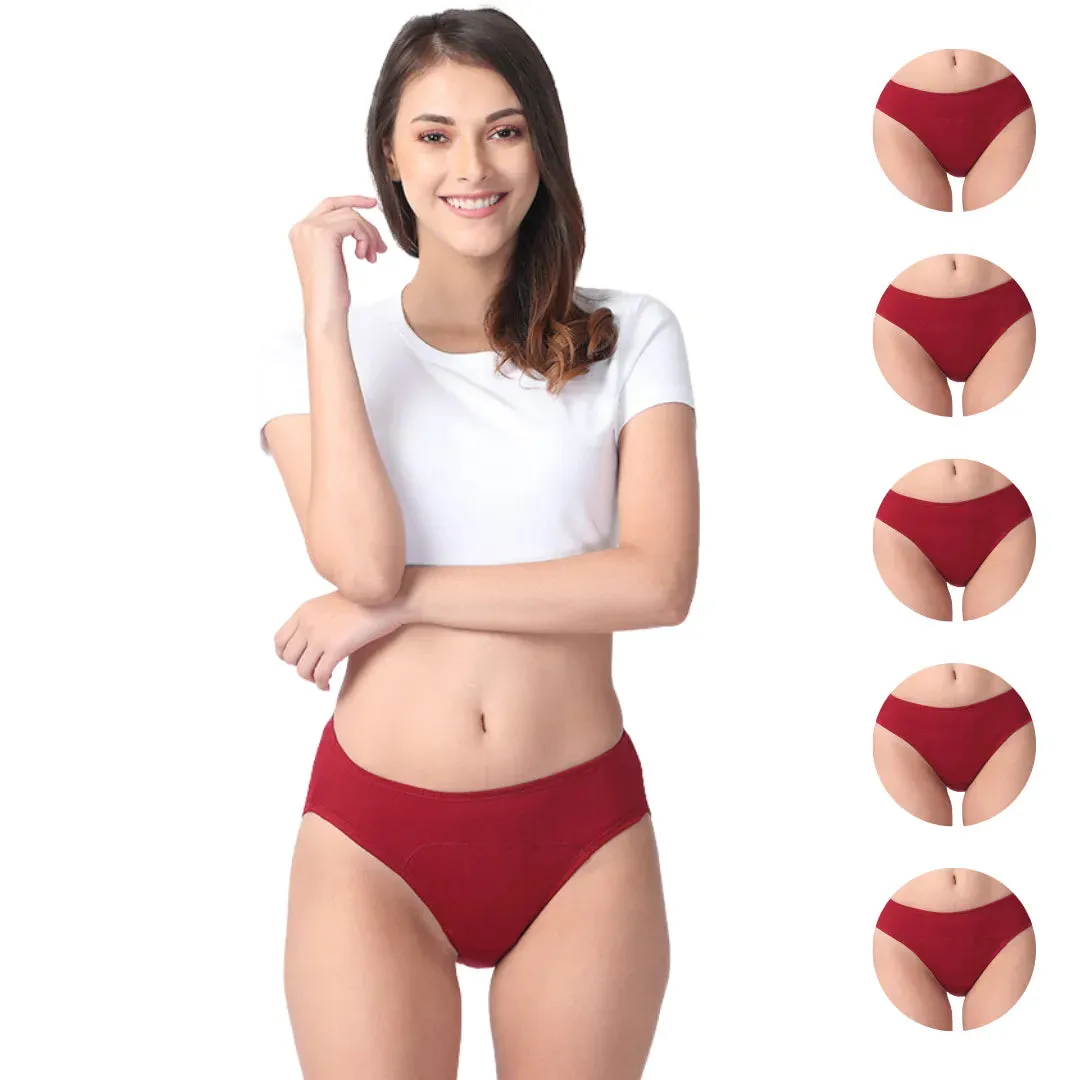 Period Panties For Stain Free Period | Hipster Fit | Leakproof | Use with Pad For Hygiene | Prevents Front & Back Stains | 5 Pack
