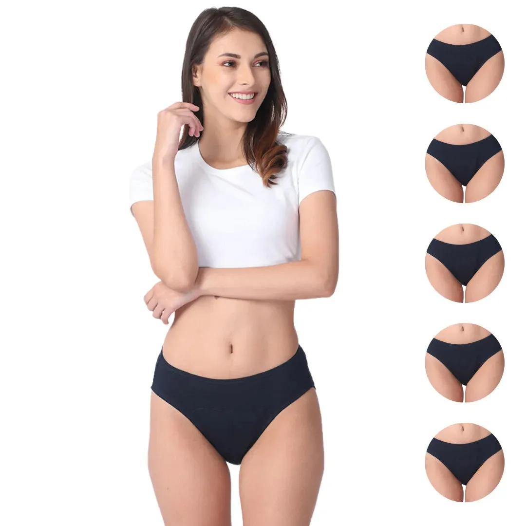 Period Panties For Stain Free Period | Hipster Fit | Leakproof | Use with Pad For Hygiene | Prevents Front & Back Stains | 5 Pack