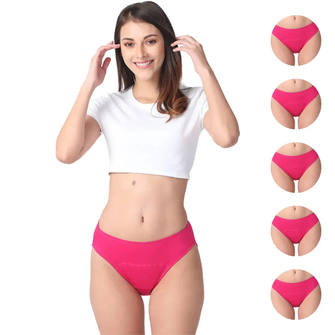 Period Panties For Stain Free Period | Hipster Fit | Leakproof | Use with Pad For Hygiene | Prevents Front & Back Stains | 5 Pack