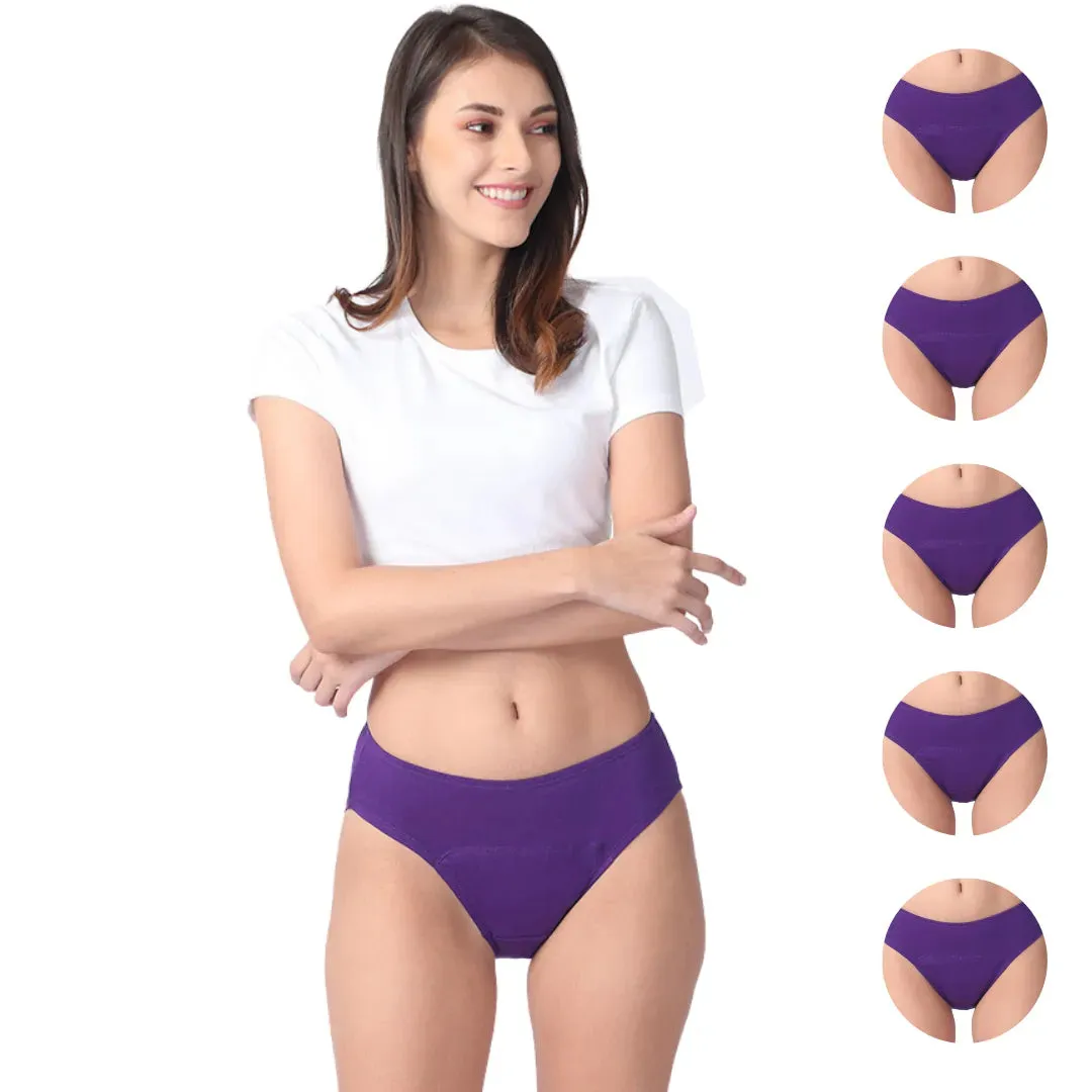 Period Panties For Stain Free Period | Hipster Fit | Leakproof | Use with Pad For Hygiene | Prevents Front & Back Stains | 5 Pack