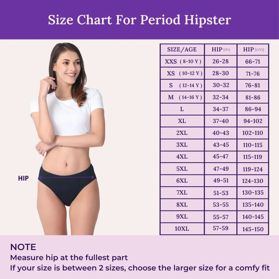 Period Panties For Stain Free Period | Hipster Fit | Leakproof | Use with Pad For Hygiene | Prevents Front & Back Stains