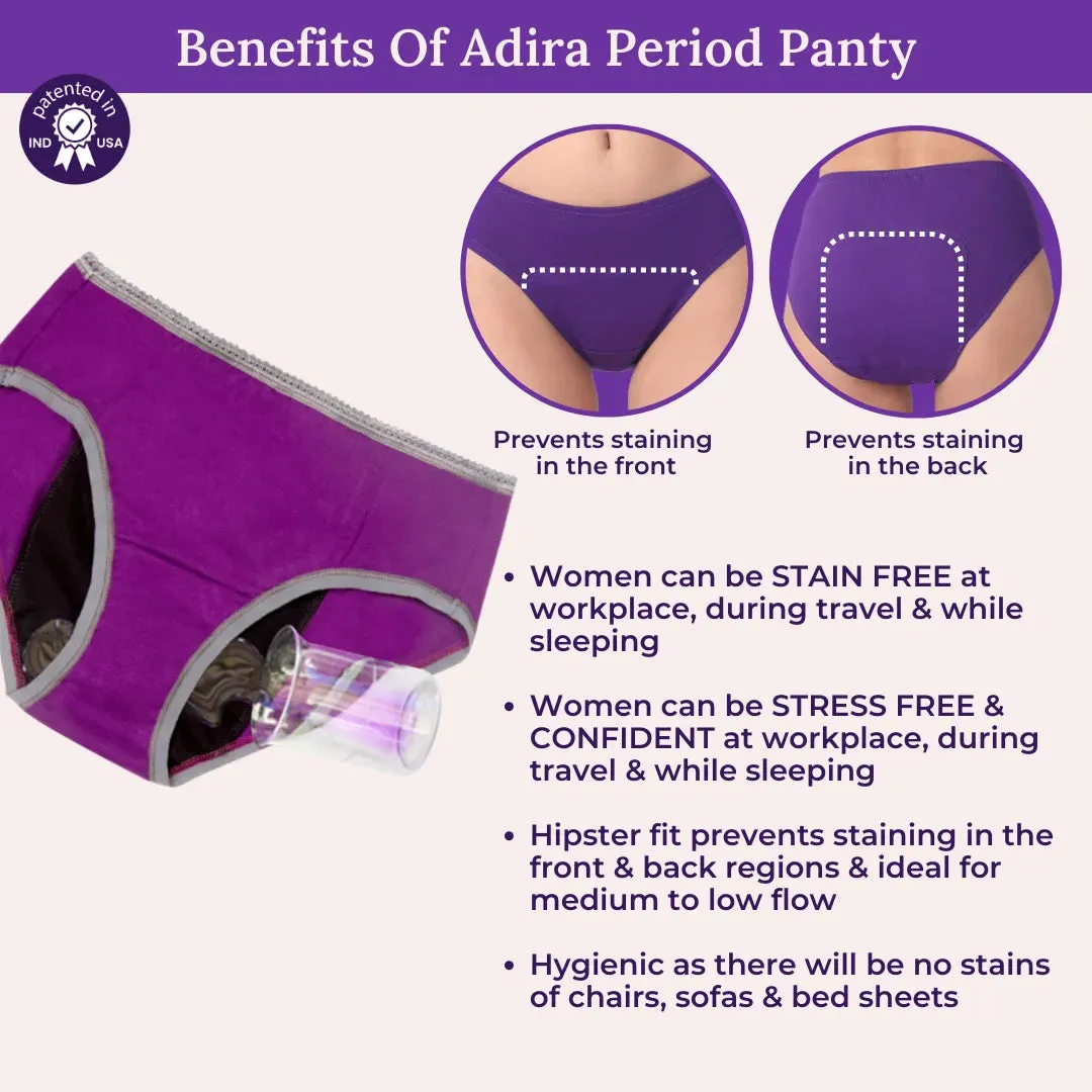 Period Panties For Stain Free Period | Hipster Fit | Leakproof | Use with Pad For Hygiene | Prevents Front & Back Stains