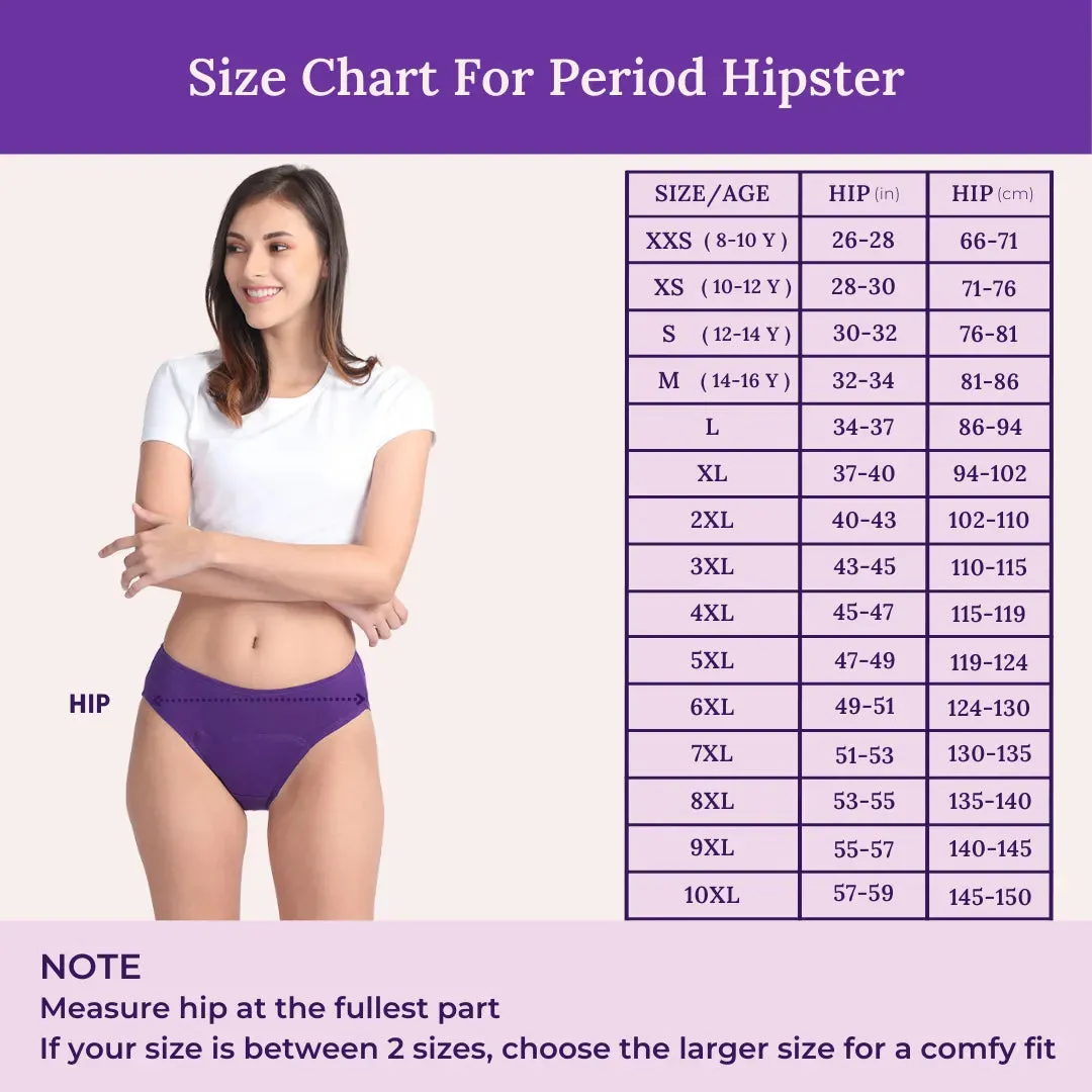 Period Panties For Stain Free Period | Hipster Fit | Use with Pad For Hygiene | Prevents Front & Back Stains