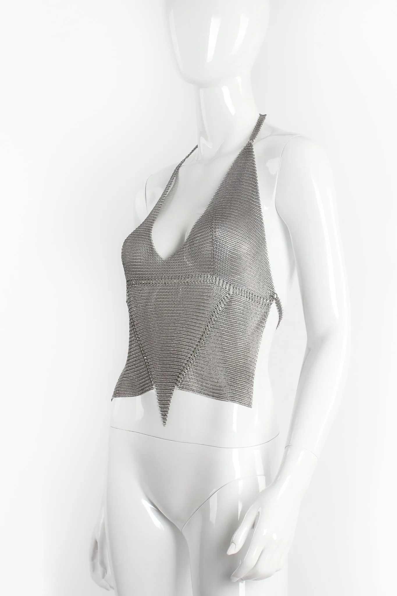 Pewter Mesh Bead Seam Triangle Halter