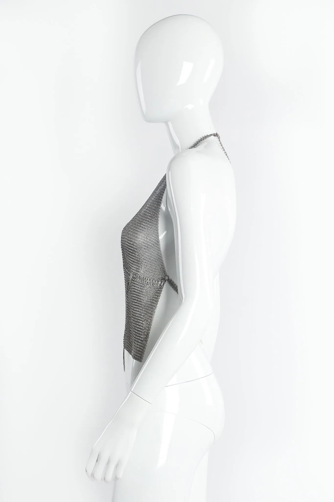 Pewter Mesh Bead Seam Triangle Halter