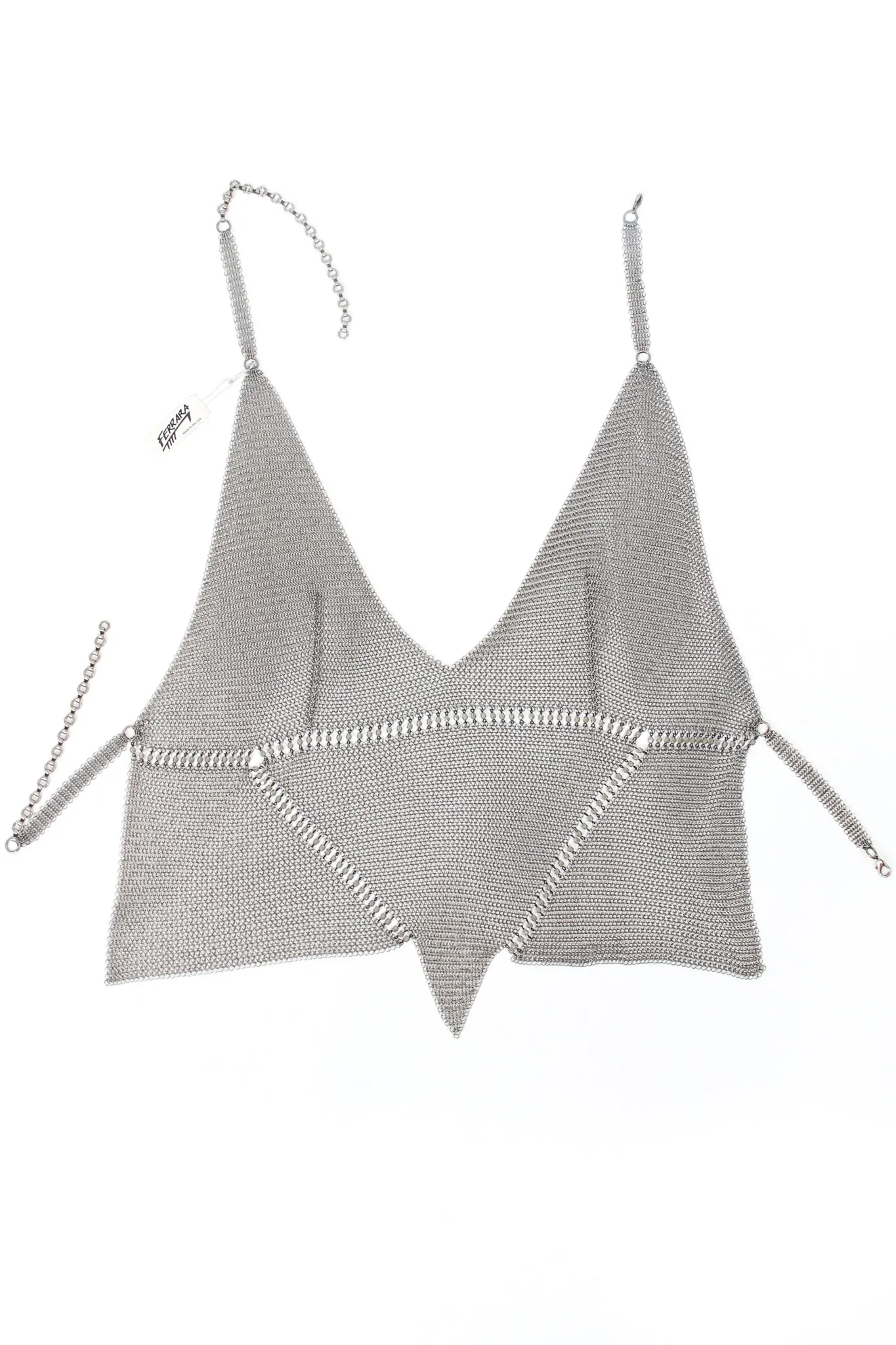 Pewter Mesh Bead Seam Triangle Halter