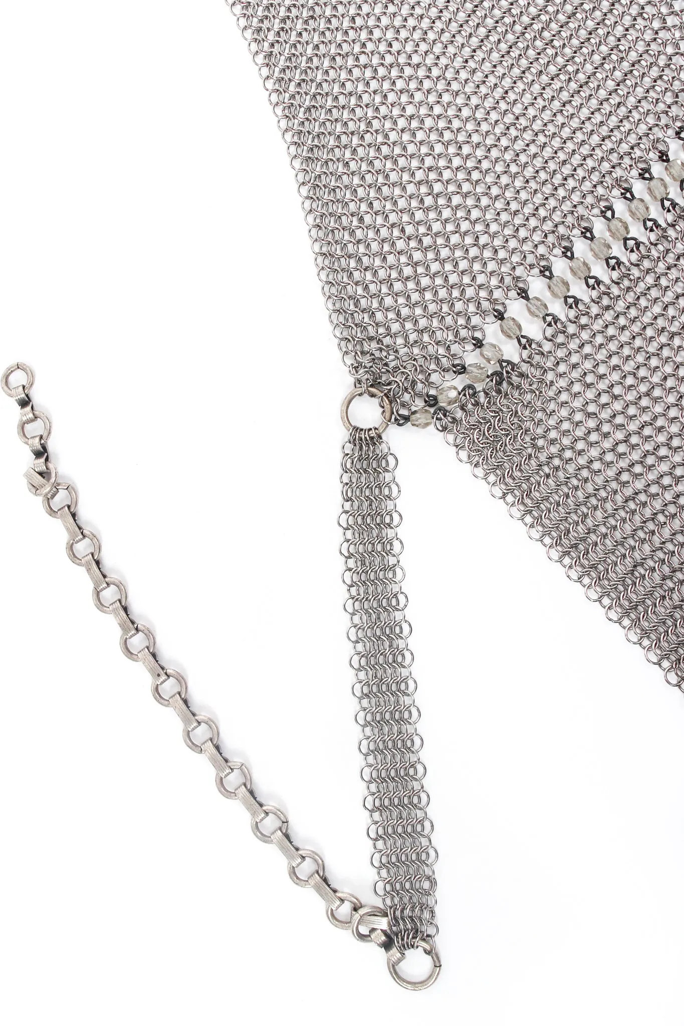 Pewter Mesh Bead Seam Triangle Halter