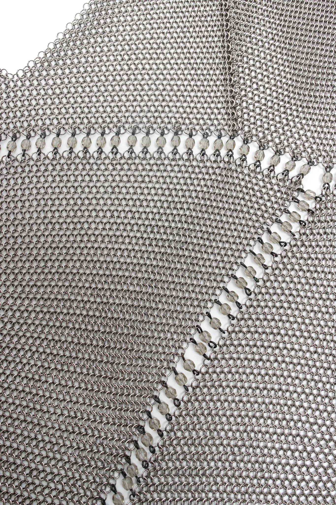 Pewter Mesh Bead Seam Triangle Halter