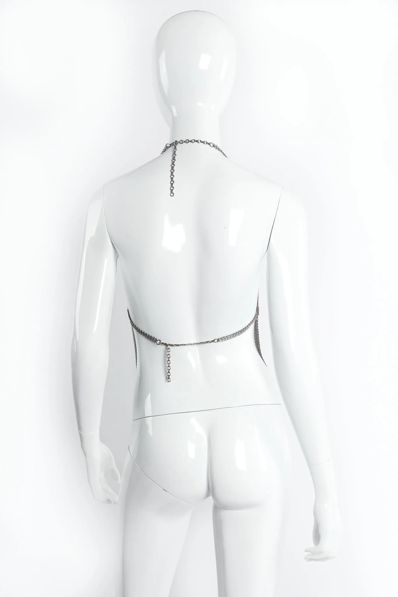 Pewter Mesh Bead Seam Triangle Halter