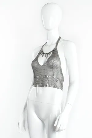 Pewter Mesh Cropped Halter Bralette Top