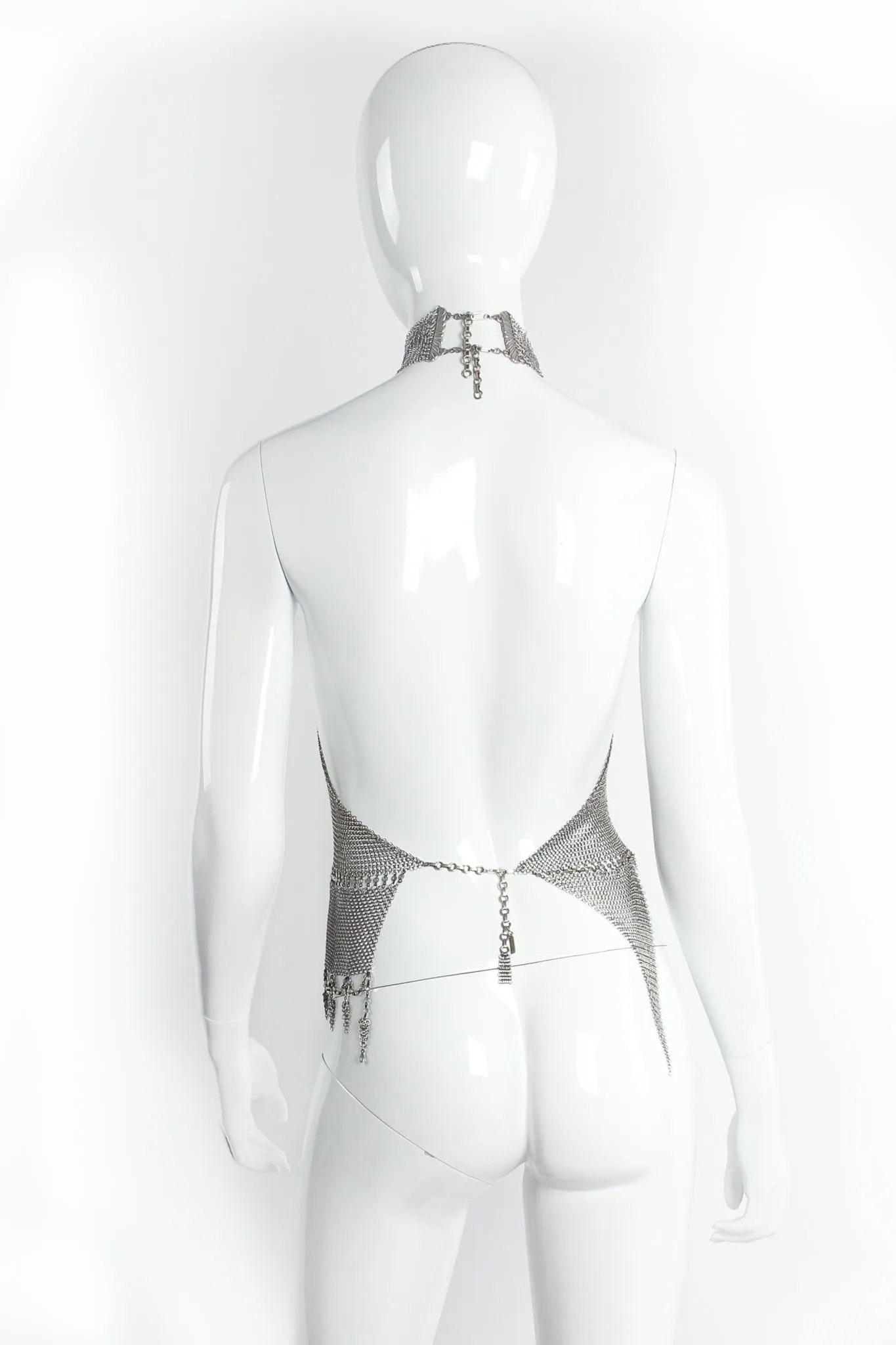 Pewter Mesh High Neck Keyhole Halter