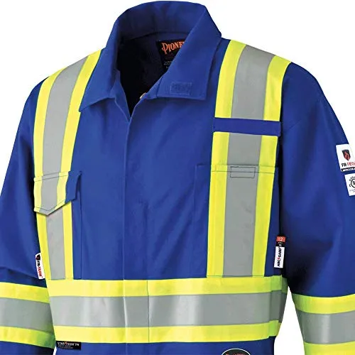 Pioneer CSA UL ARC 2 Lightweight Flame Resistant Work Coverall, Hi Vis Premium Cotton Nylon, Action Back