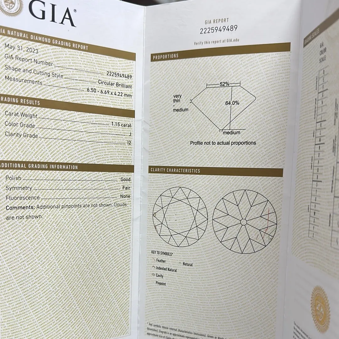 Platinum 1.15ct J SI2 Old Mine Cut and .20ct G VS2 Marquise Diamond Engagement Ring Certified by GIA #2225949489