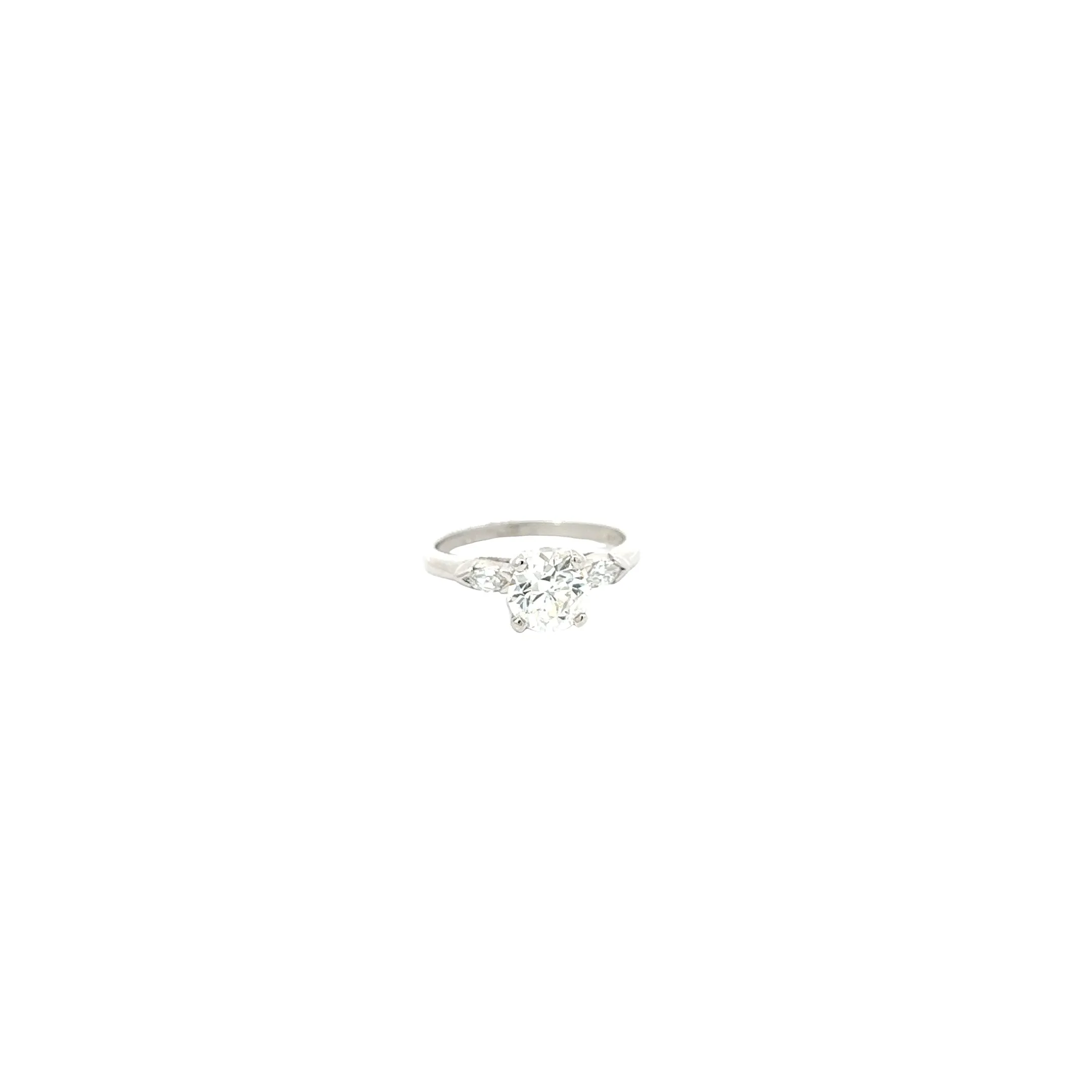 Platinum 1.15ct J SI2 Old Mine Cut and .20ct G VS2 Marquise Diamond Engagement Ring Certified by GIA #2225949489