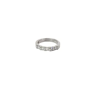 Platinum .50CT F VS2 ROUND AND BAGUETTE Diamond Wedding Band Size 4 1/2