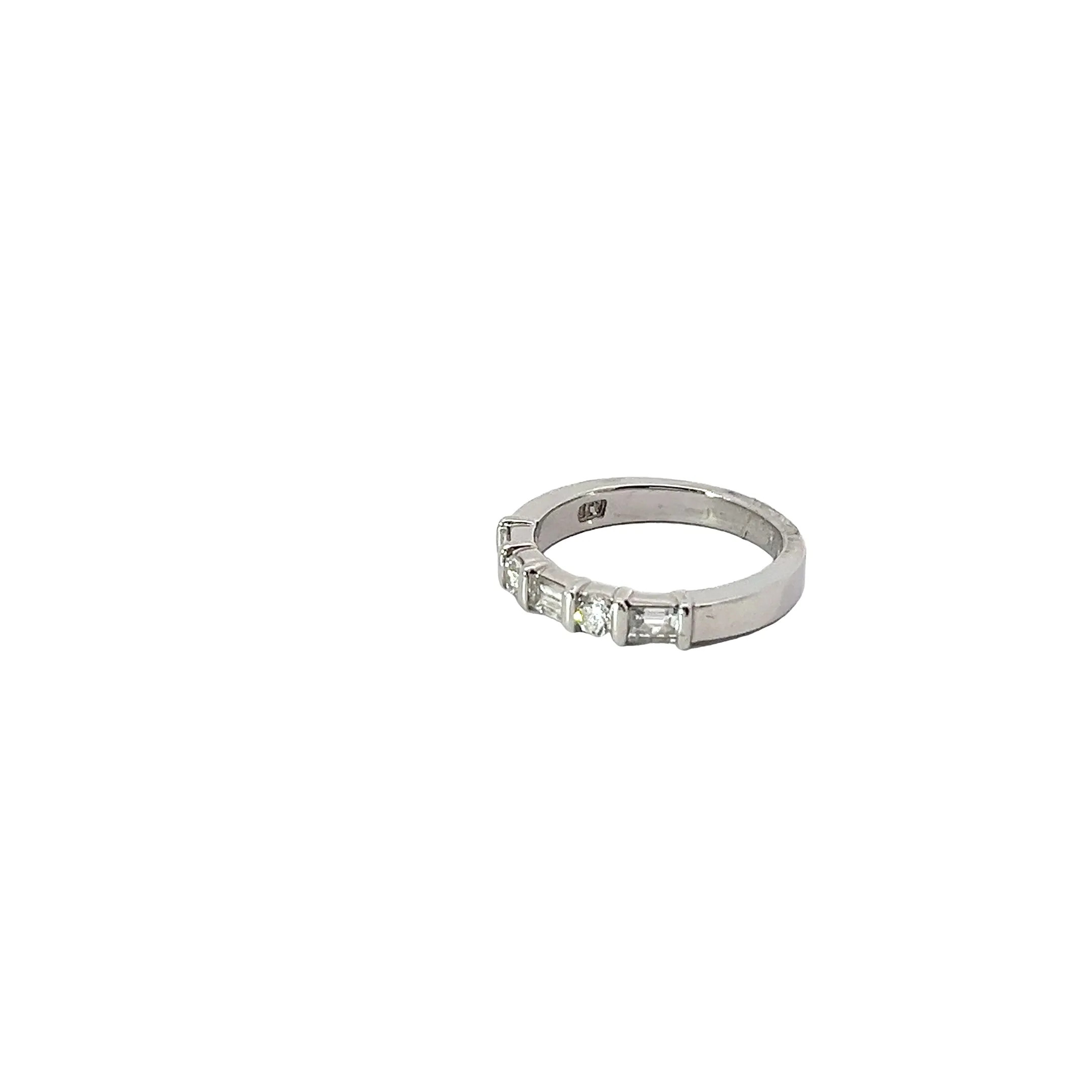 Platinum .50CT F VS2 ROUND AND BAGUETTE Diamond Wedding Band Size 4 1/2
