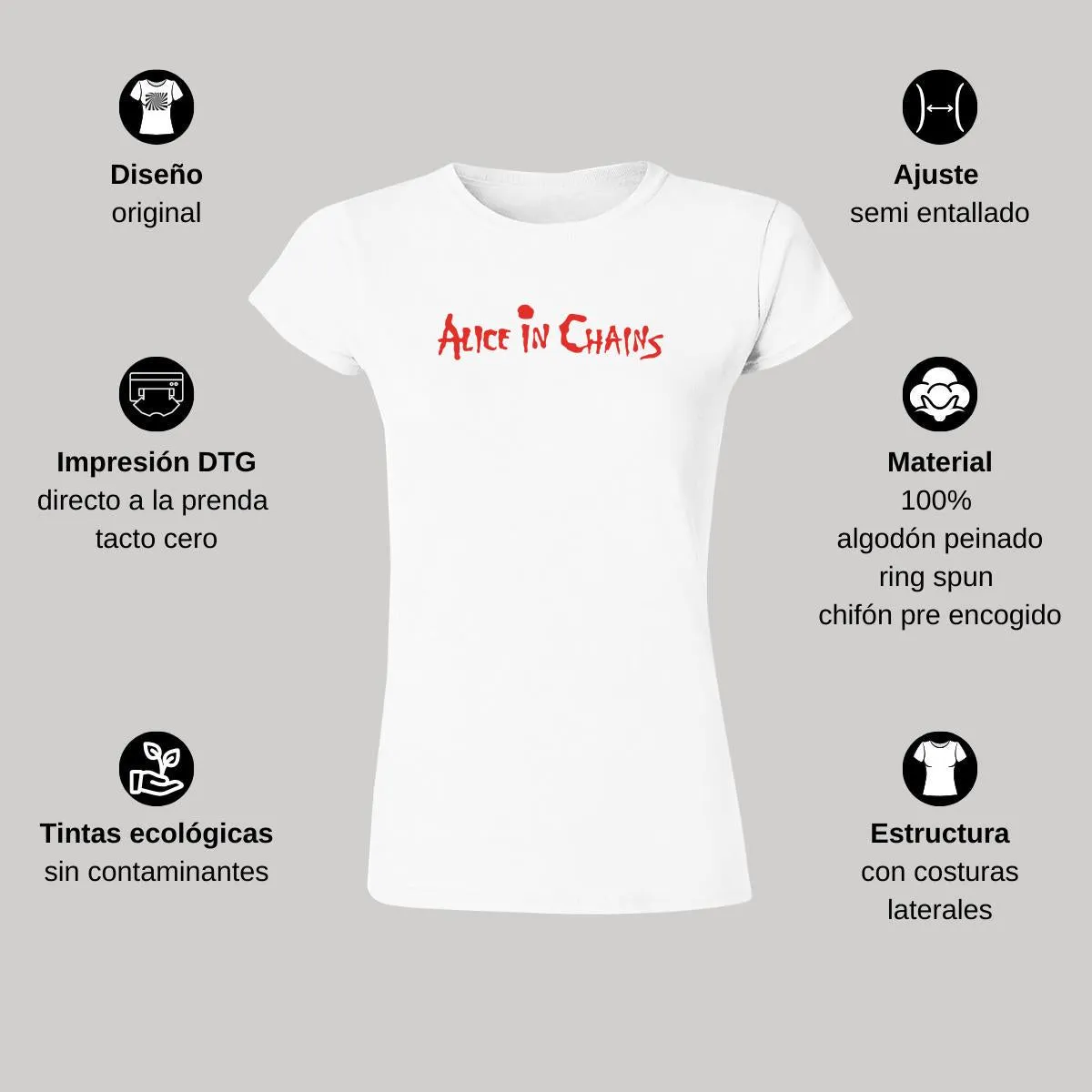 Playera Mujer Rock Alice in chains Logo 845B