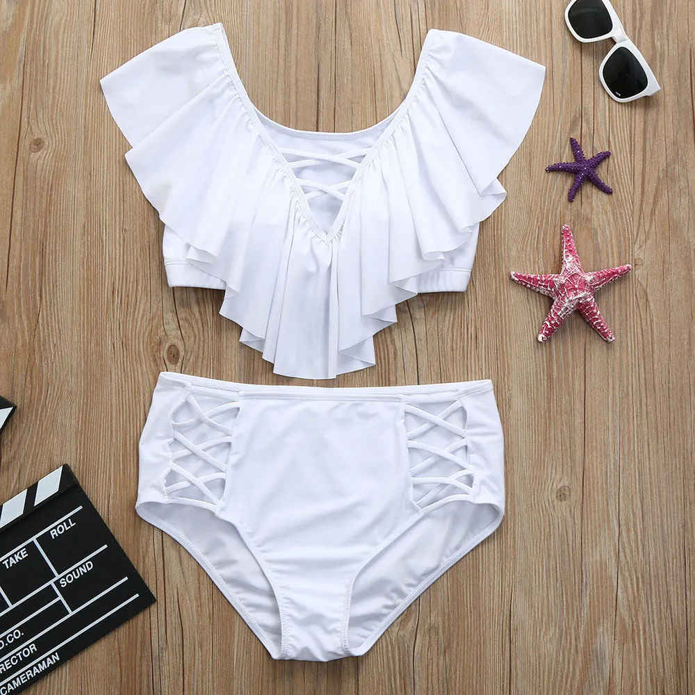 Plus Size Women Solid Bikini Set Push-Up Padded Bathing Swimwear Swimsuit