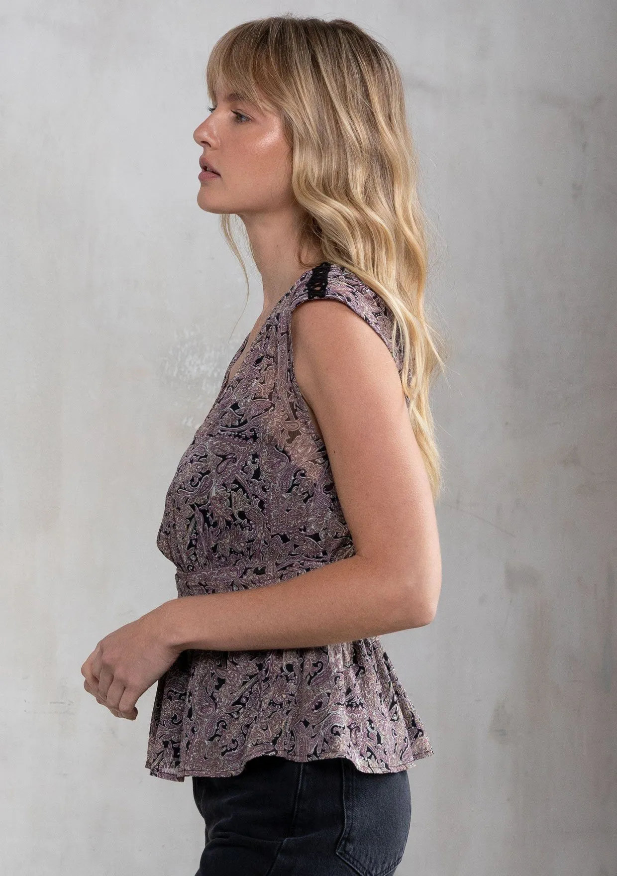 Polly Sheer Paisley Top