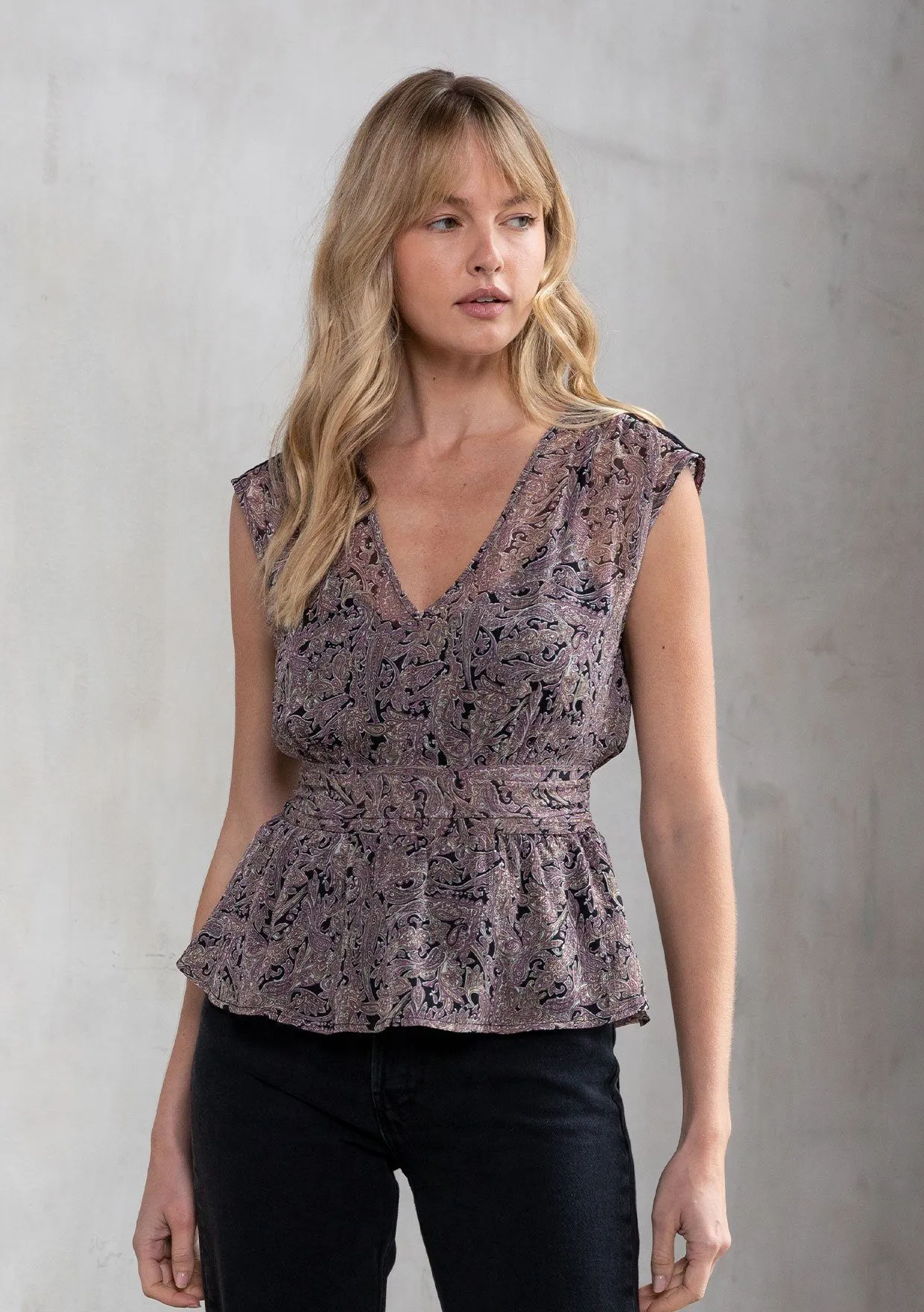Polly Sheer Paisley Top