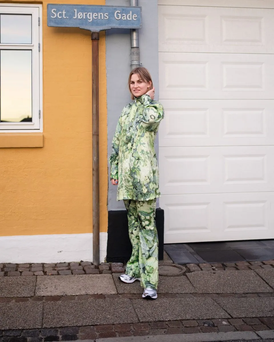 Printed Mid Waist Pants - Margarita