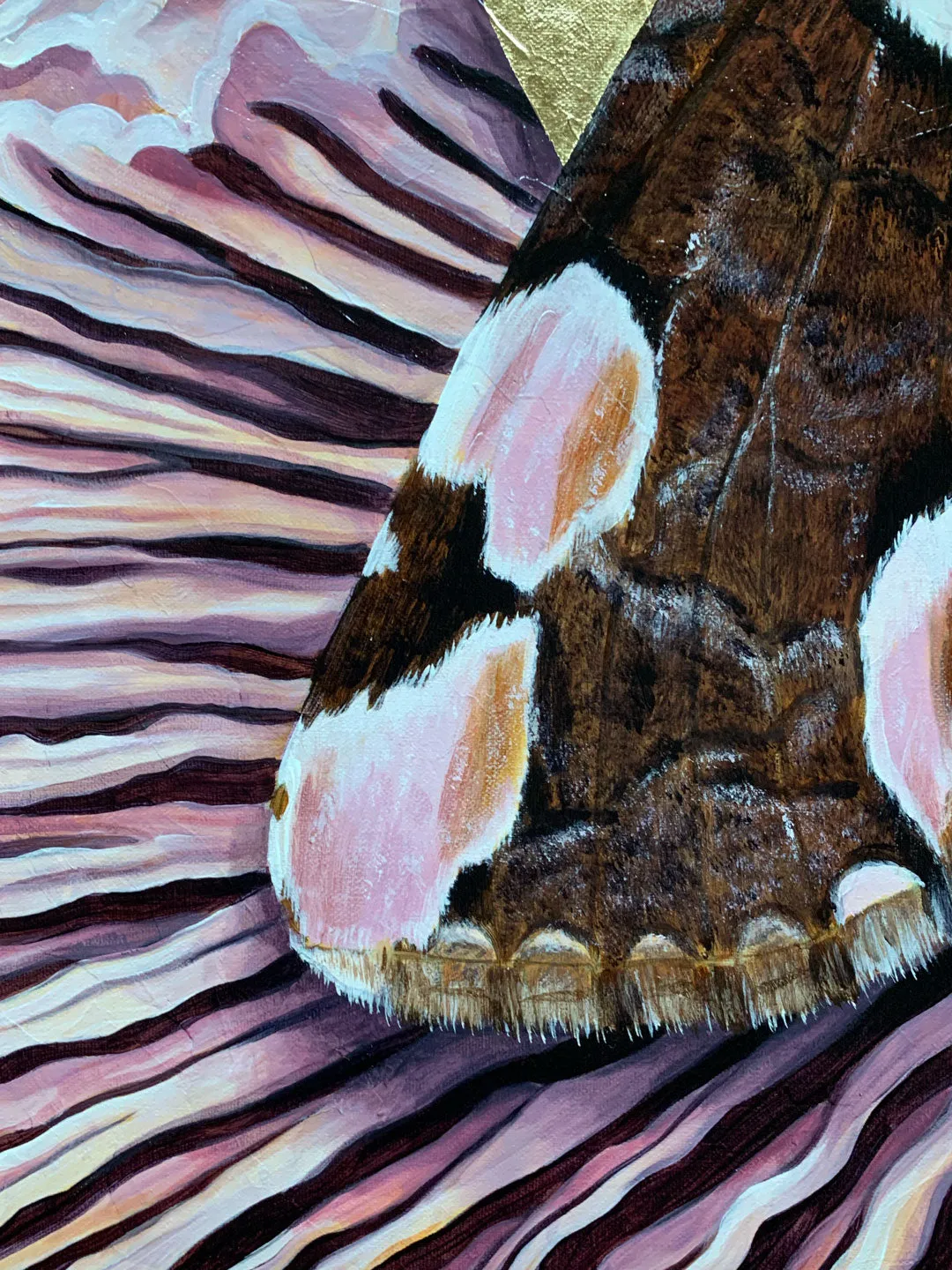 "Together" Peach Blossom Moth Painting 20x24