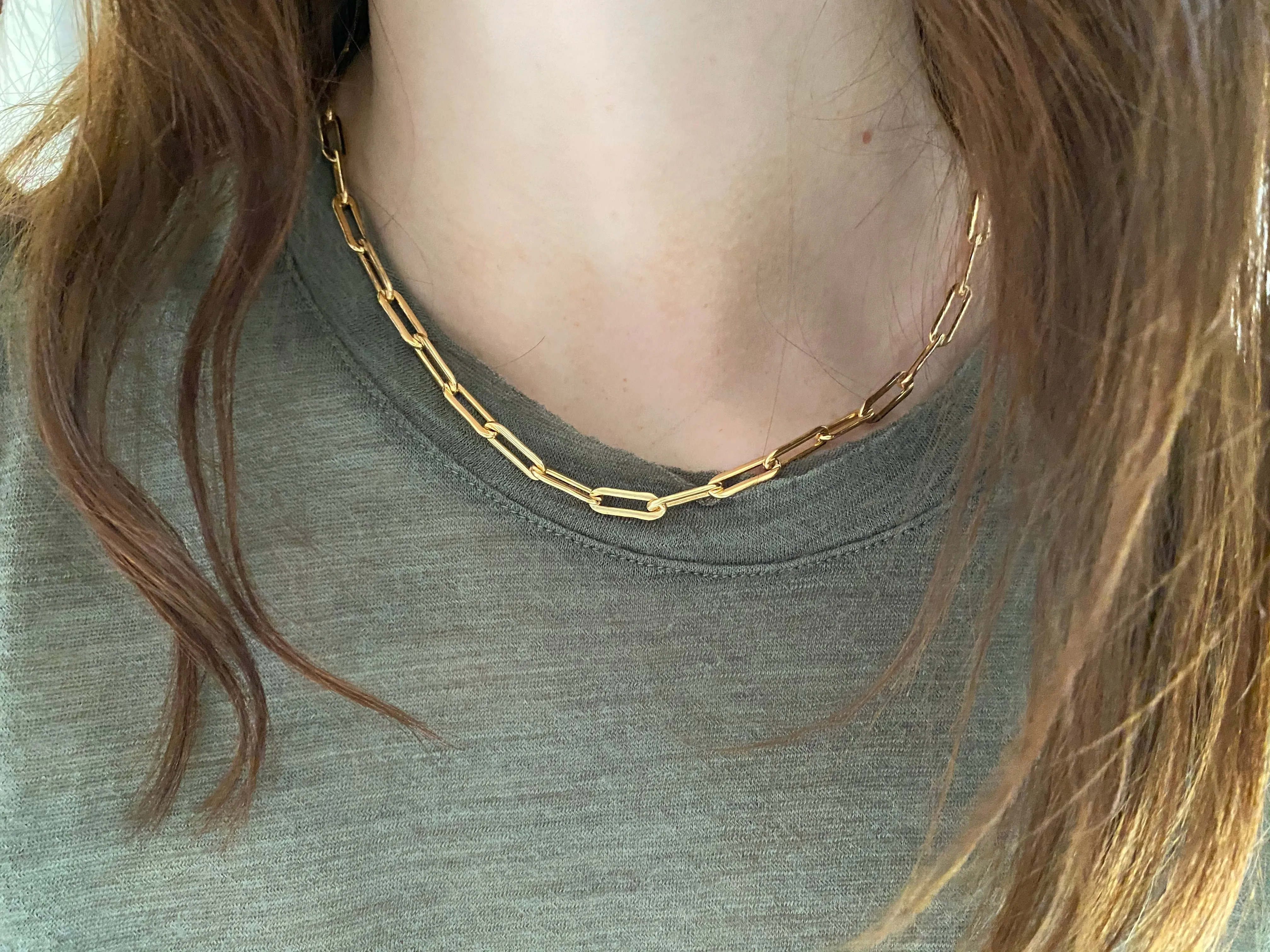 Rectangle Link Chain Choker - 14K Rose Gold Filled