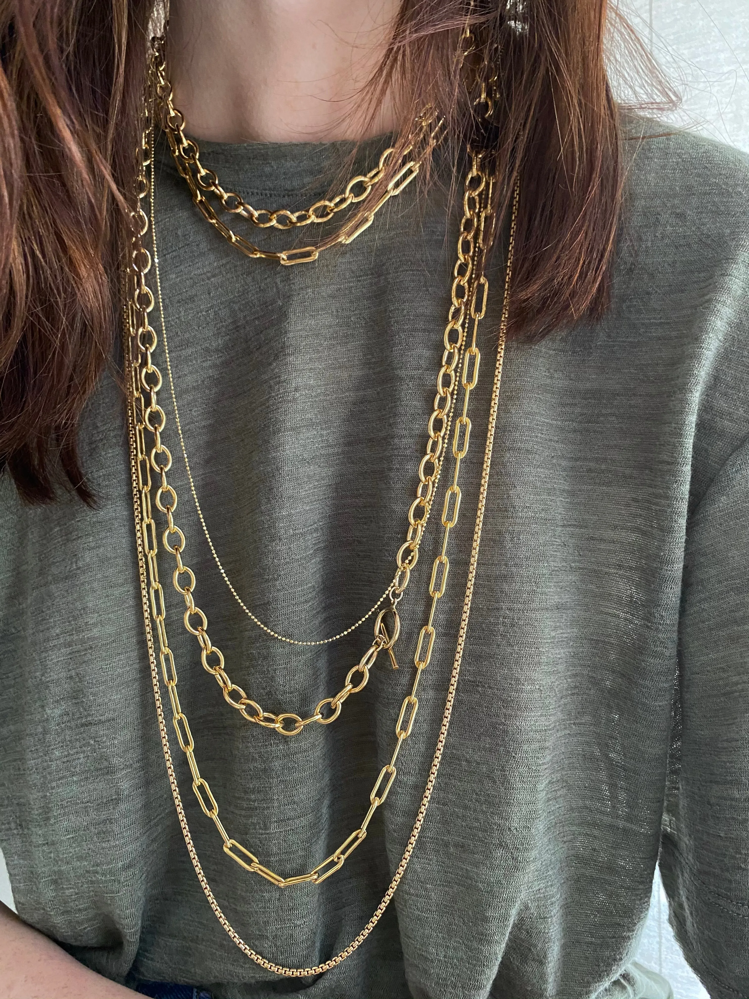 Rectangle Link Chain Choker - Sterling Silver