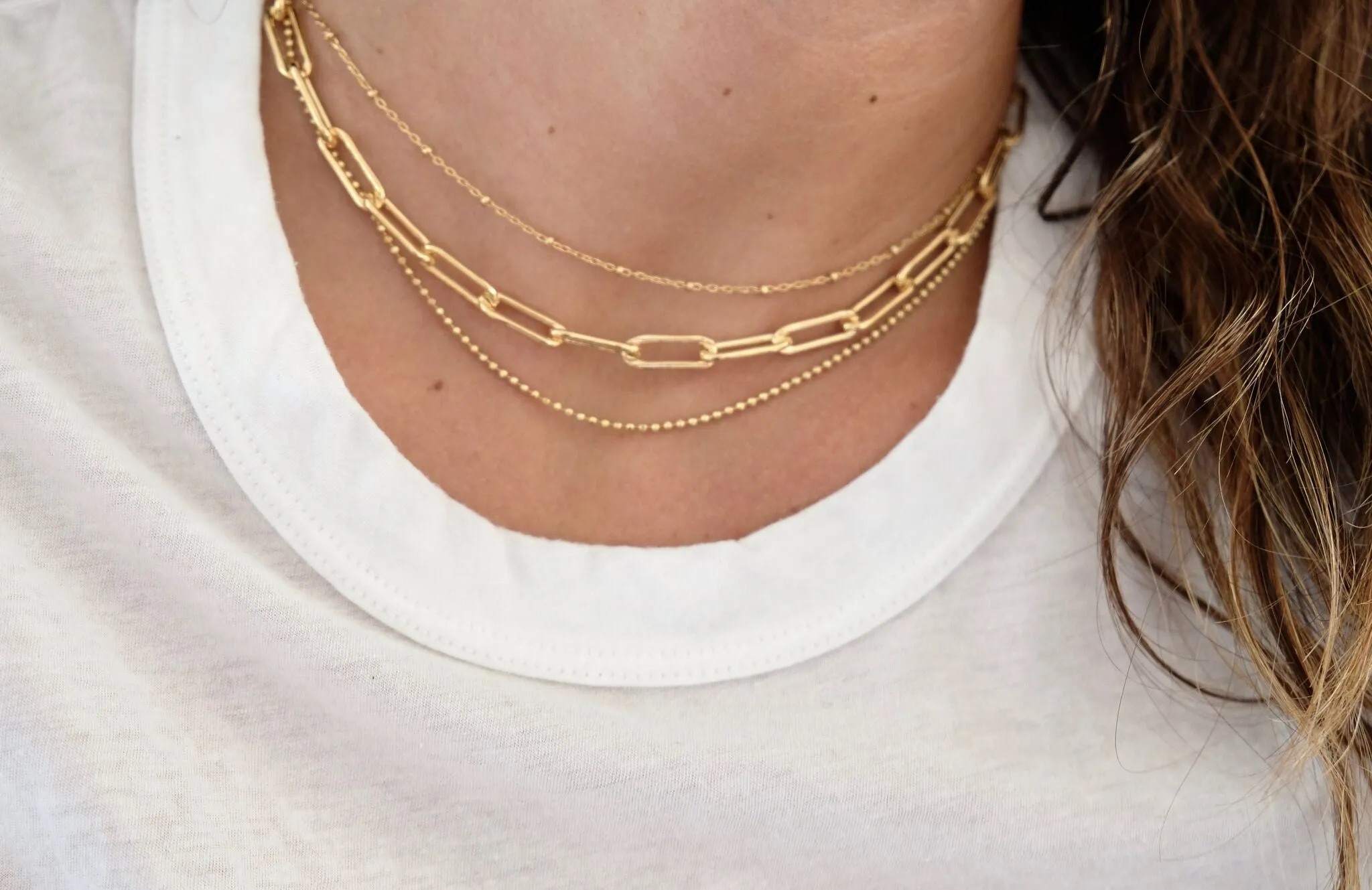 Rectangle Link Chain Choker - Sterling Silver