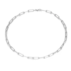 Rectangle Link Chain Choker - Sterling Silver