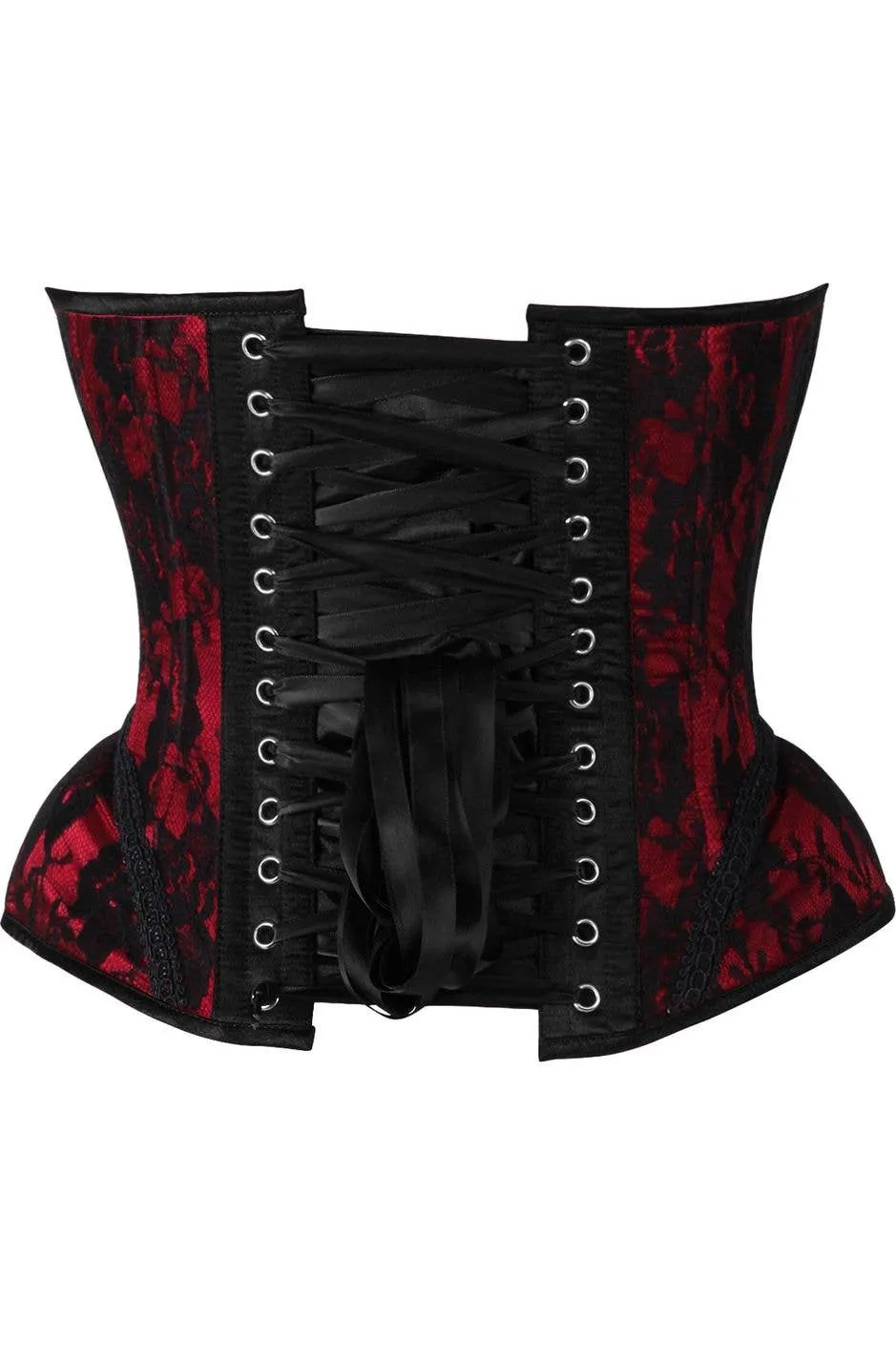 Red with Black Lace Steel Boned Underwire Bustier Corset