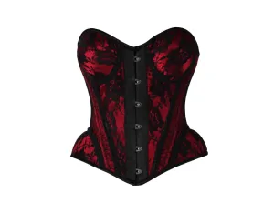 Red with Black Lace Steel Boned Underwire Bustier Corset