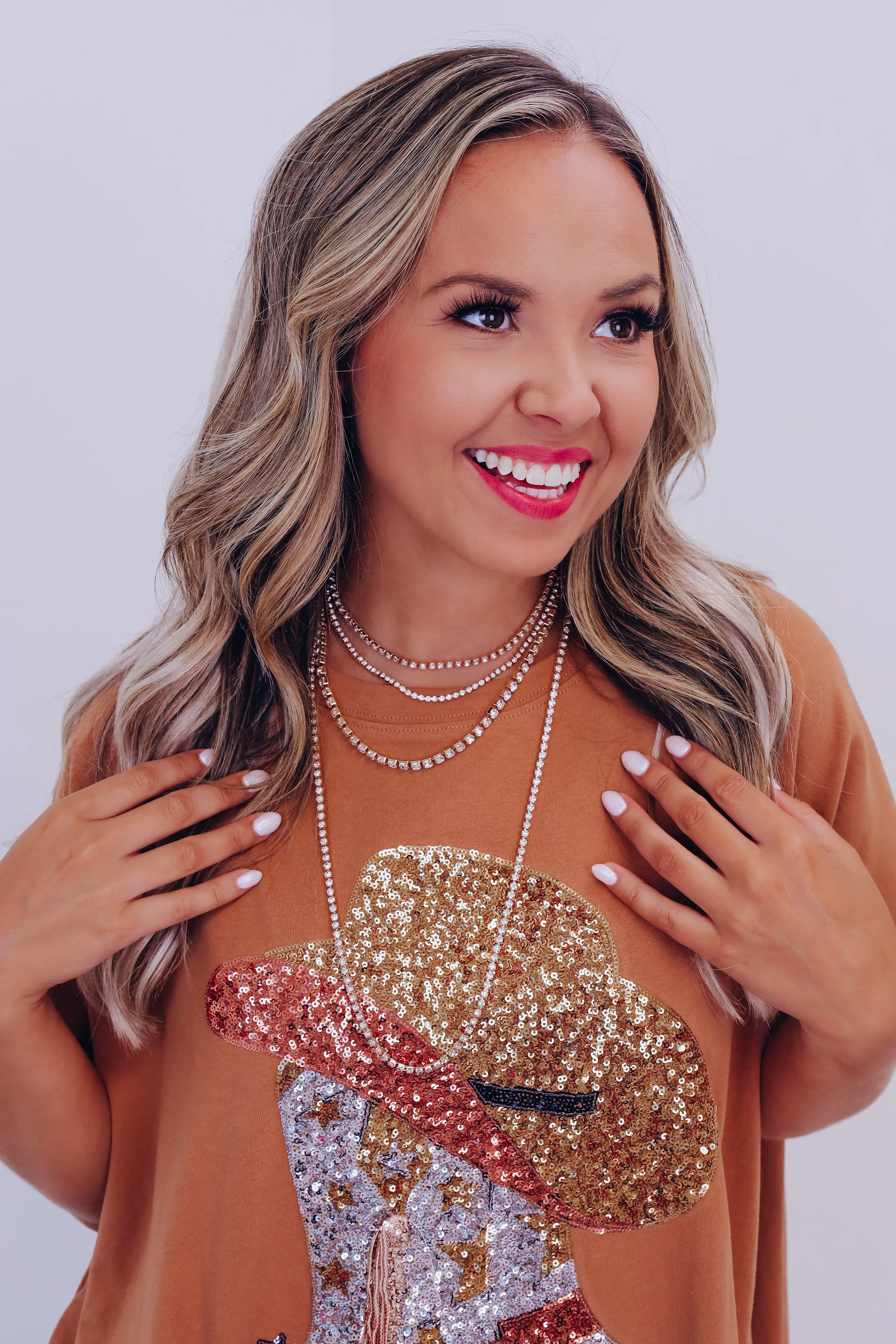 Reigning In Rhinestone Layered Necklace - Gold