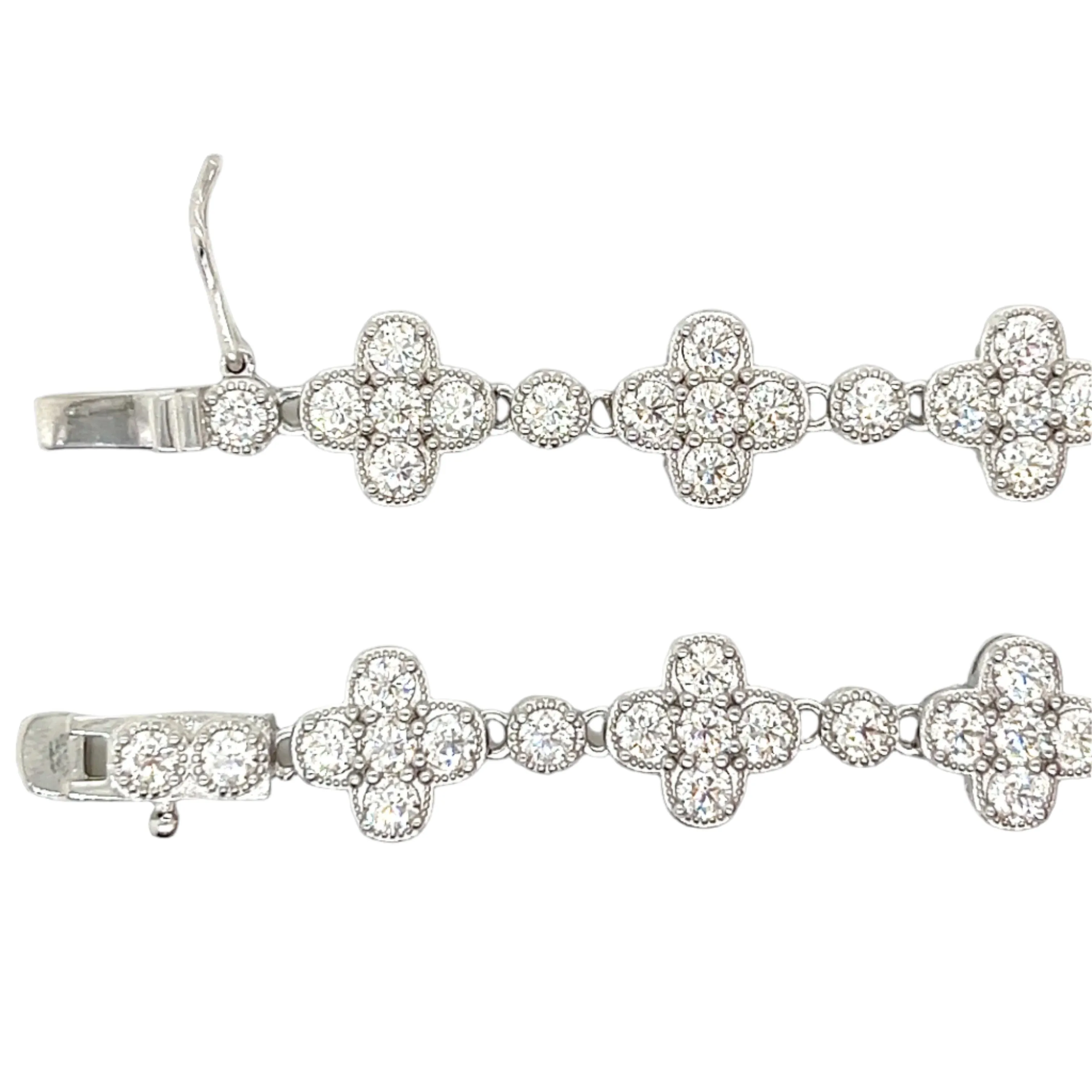 Rhodium Florence Necklace Chain with Lab-Created Moissanite Round Sterling - M505629