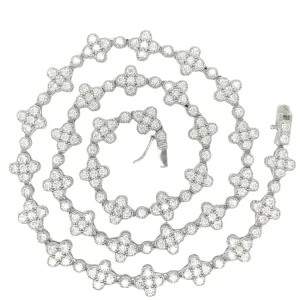 Rhodium Florence Necklace Chain with Lab-Created Moissanite Round Sterling - M505629