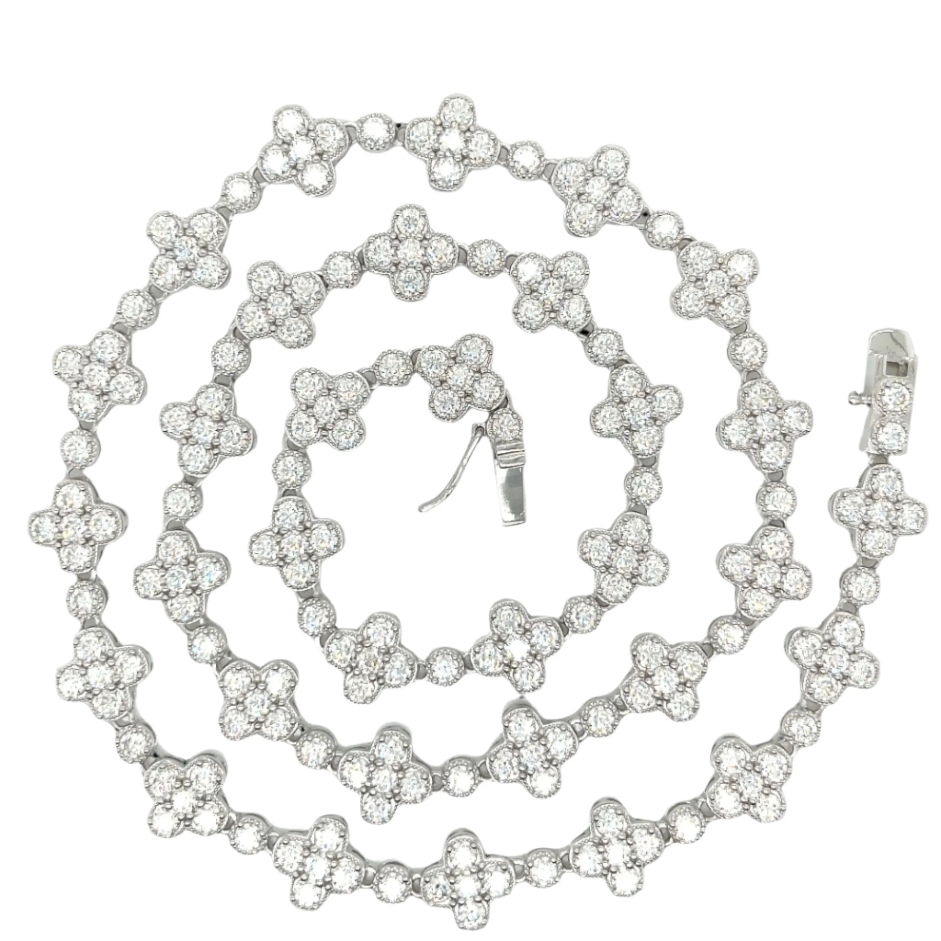Rhodium Florence Necklace Chain with Lab-Created Moissanite Round Sterling - M505629