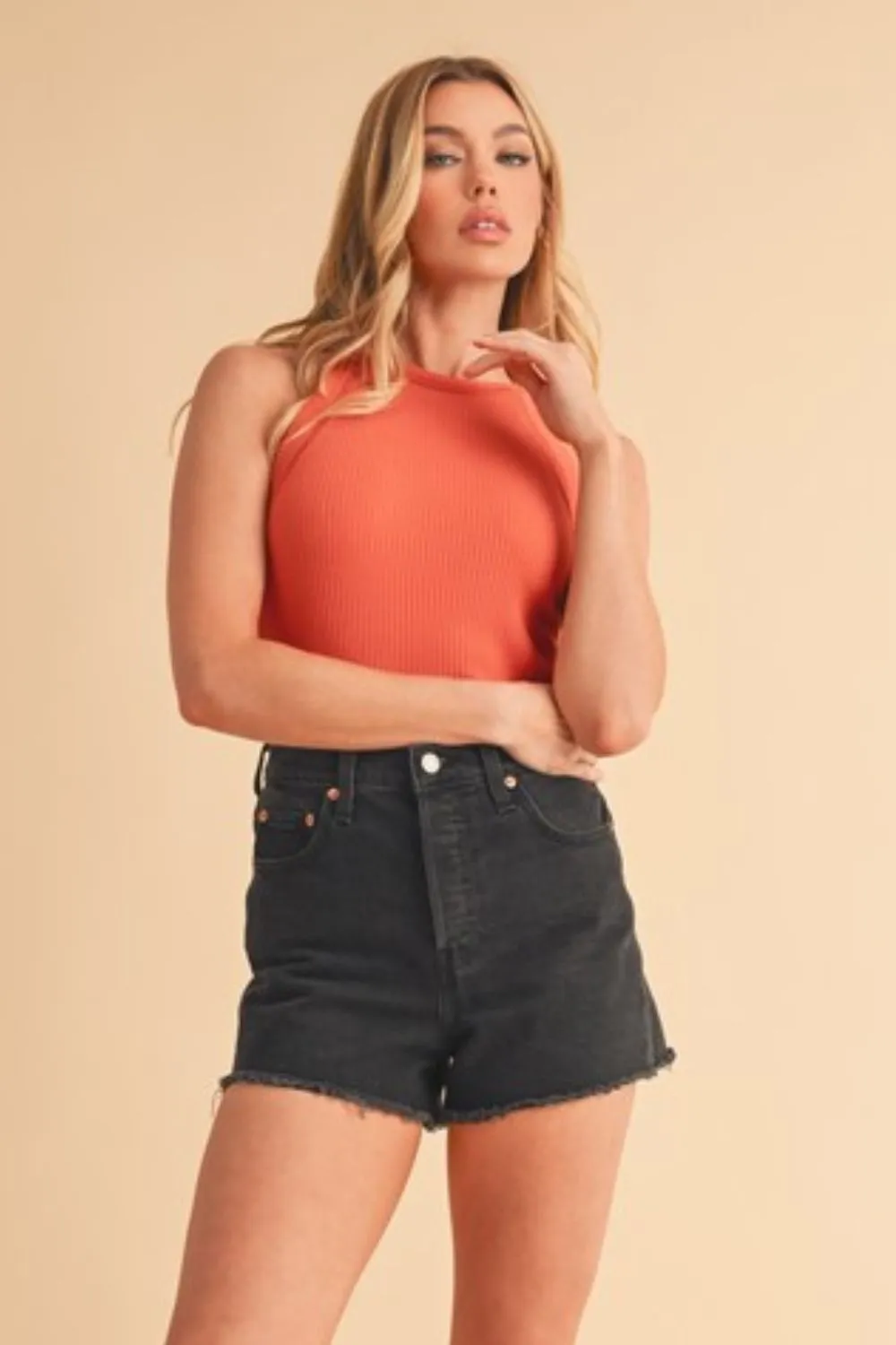Ribbed Round Neck Tank