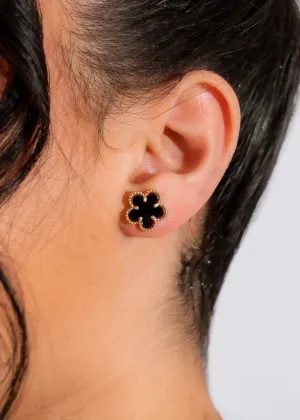 Roses In The Rain Earring Black