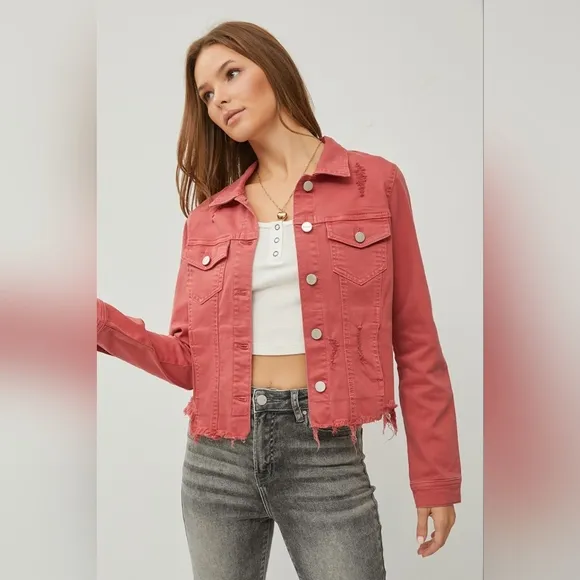 Rsw Hem Button Up Cropped Jean Jacket