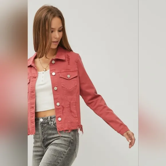 Rsw Hem Button Up Cropped Jean Jacket