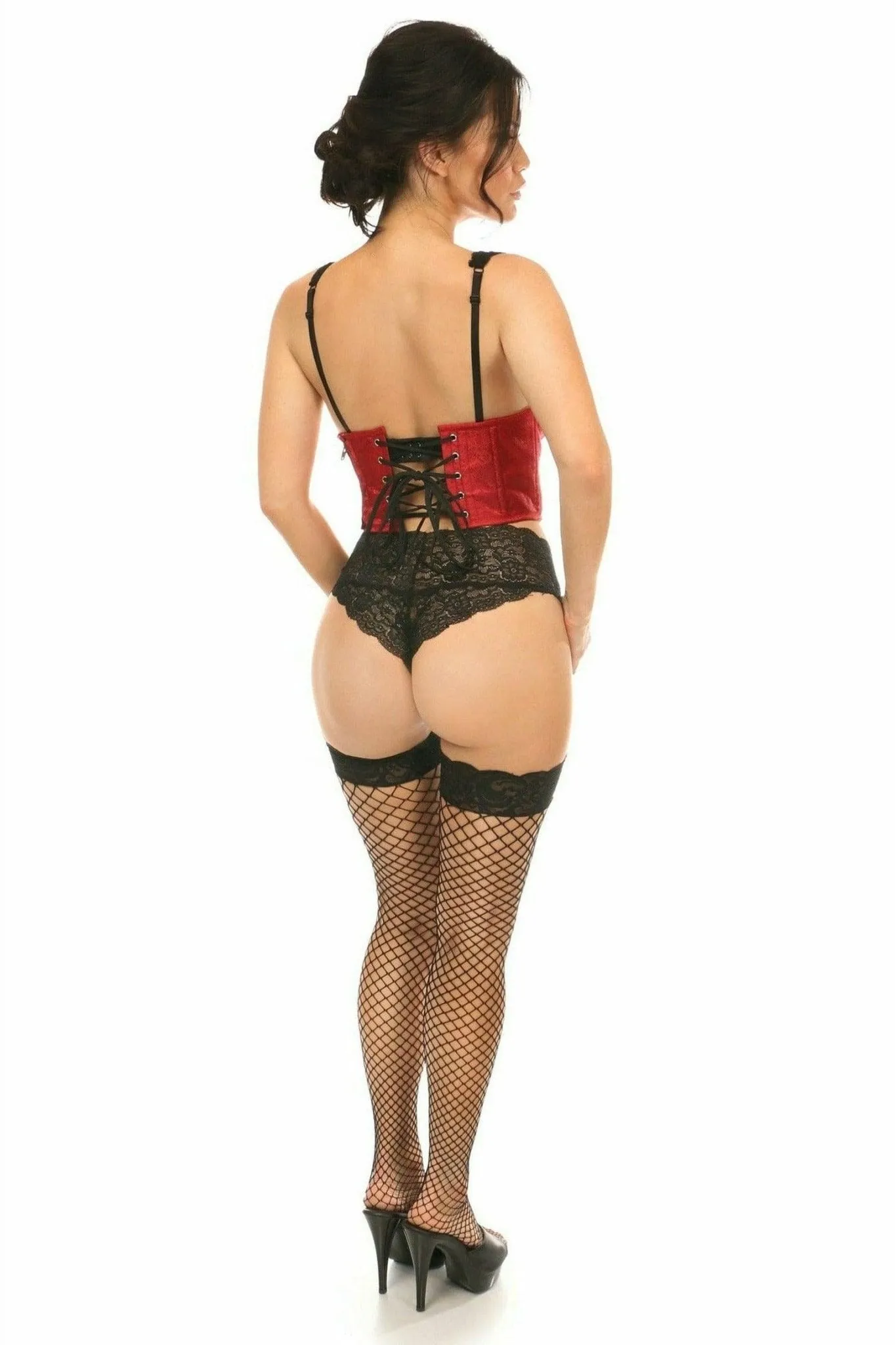 Sexy Wine Brocade Open Cup Waist Cincher