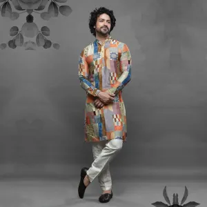 Shadow Multi-Color Deep Charcoal Kurta.