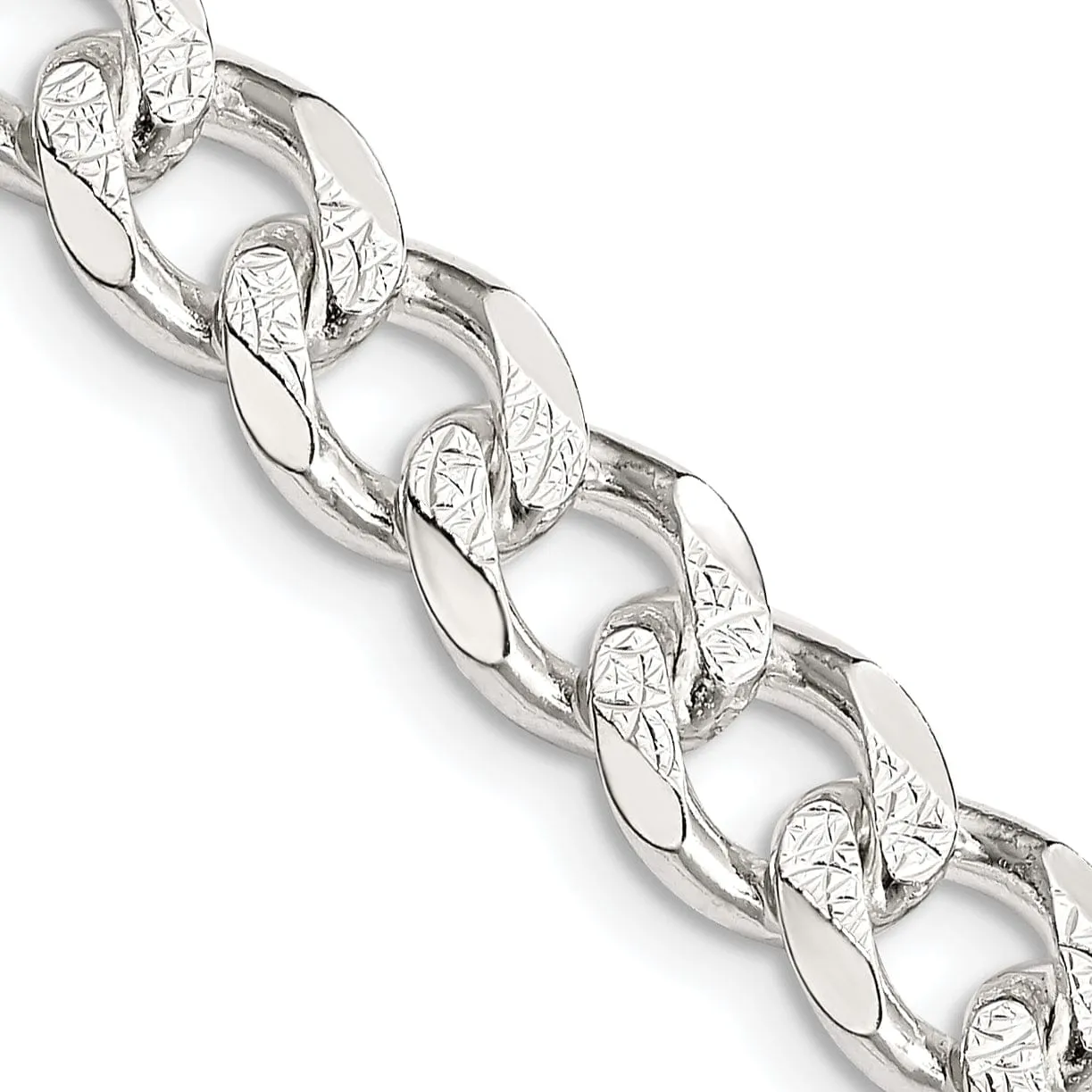Silver 8.00-mm Solid Pave Link Curb Chain