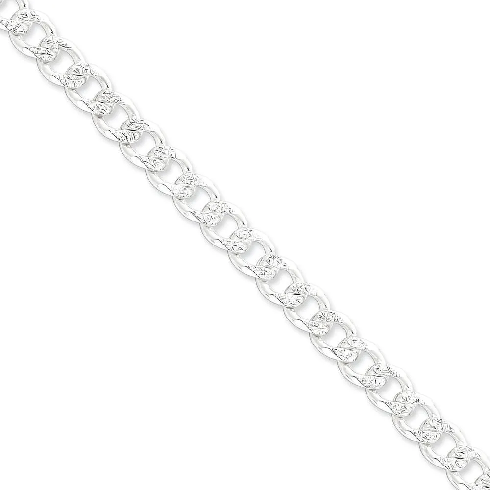 Silver 8.00-mm Solid Pave Link Curb Chain