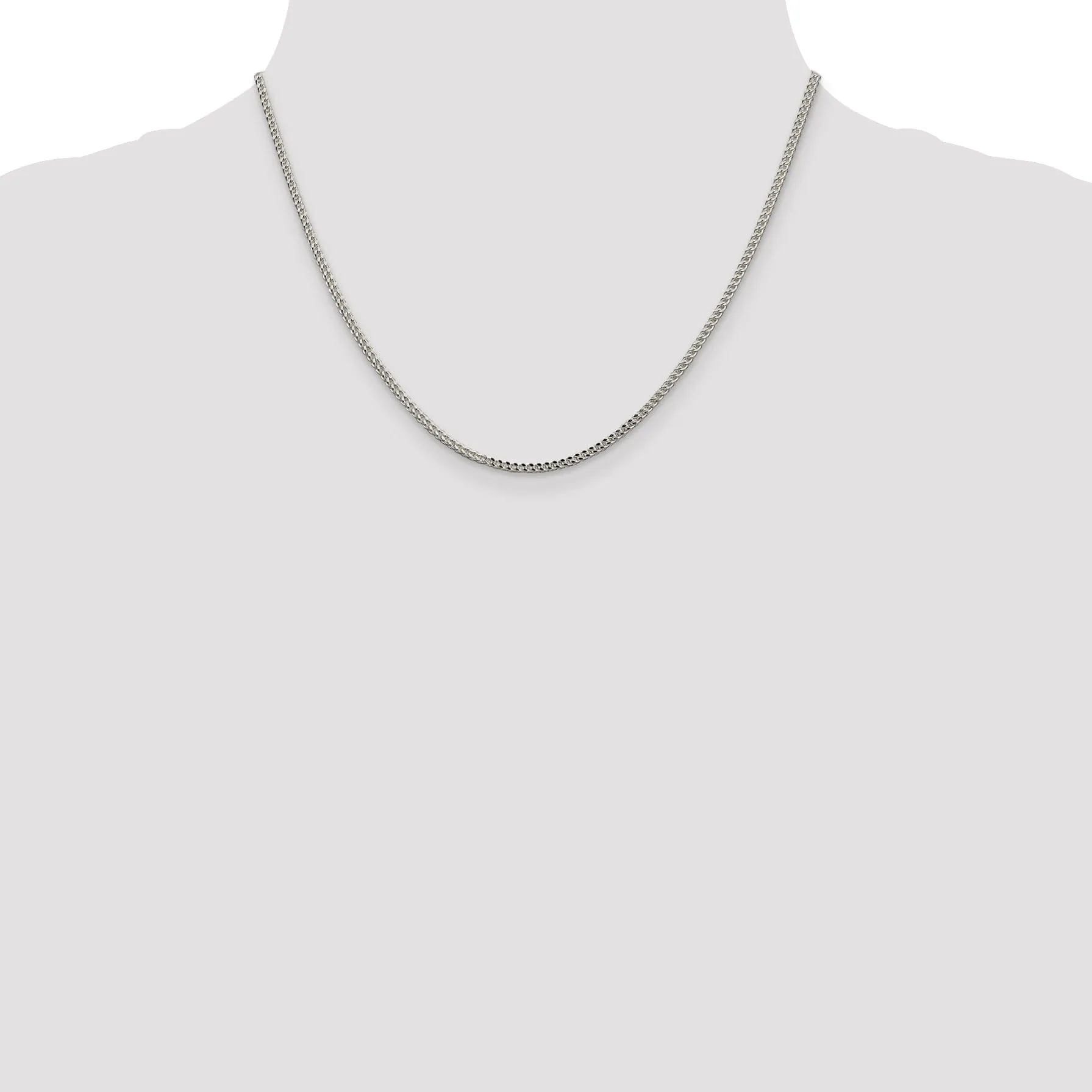 Silver Polish 2.00-mm Solid Square Franco Chain