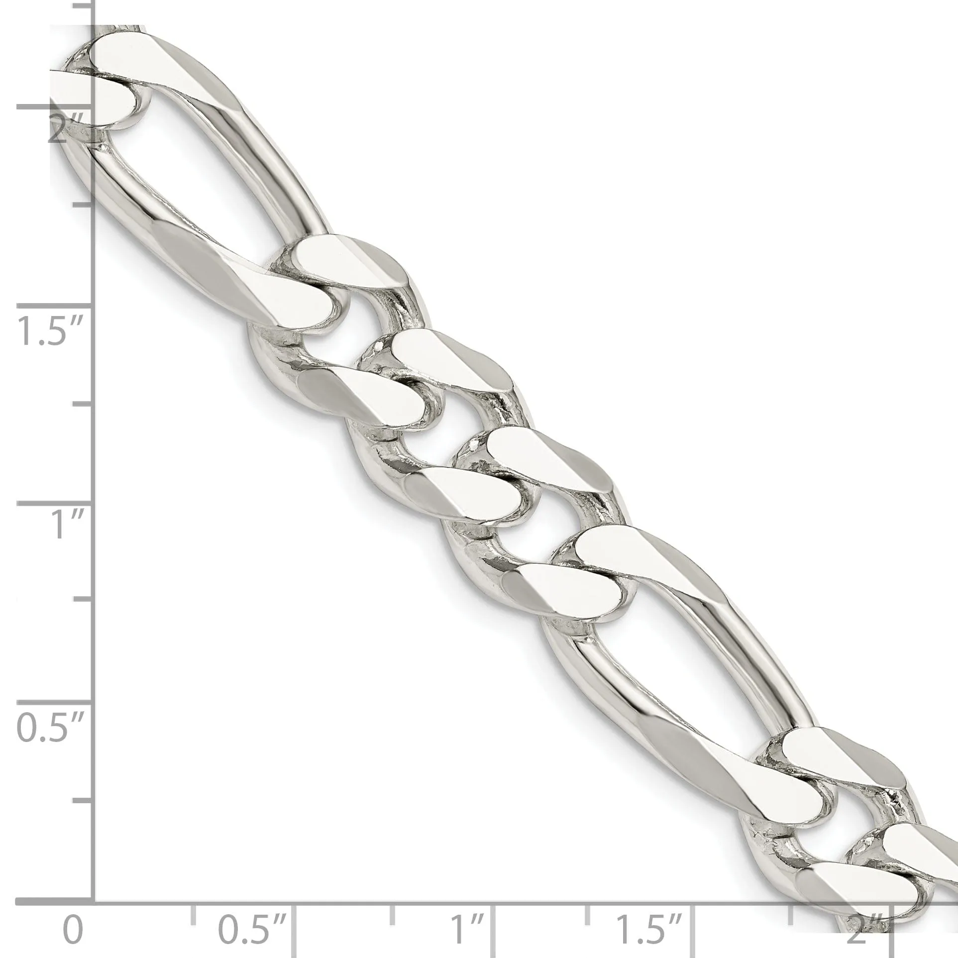Silver Polished 10.75-mm Solid Figaro Chain