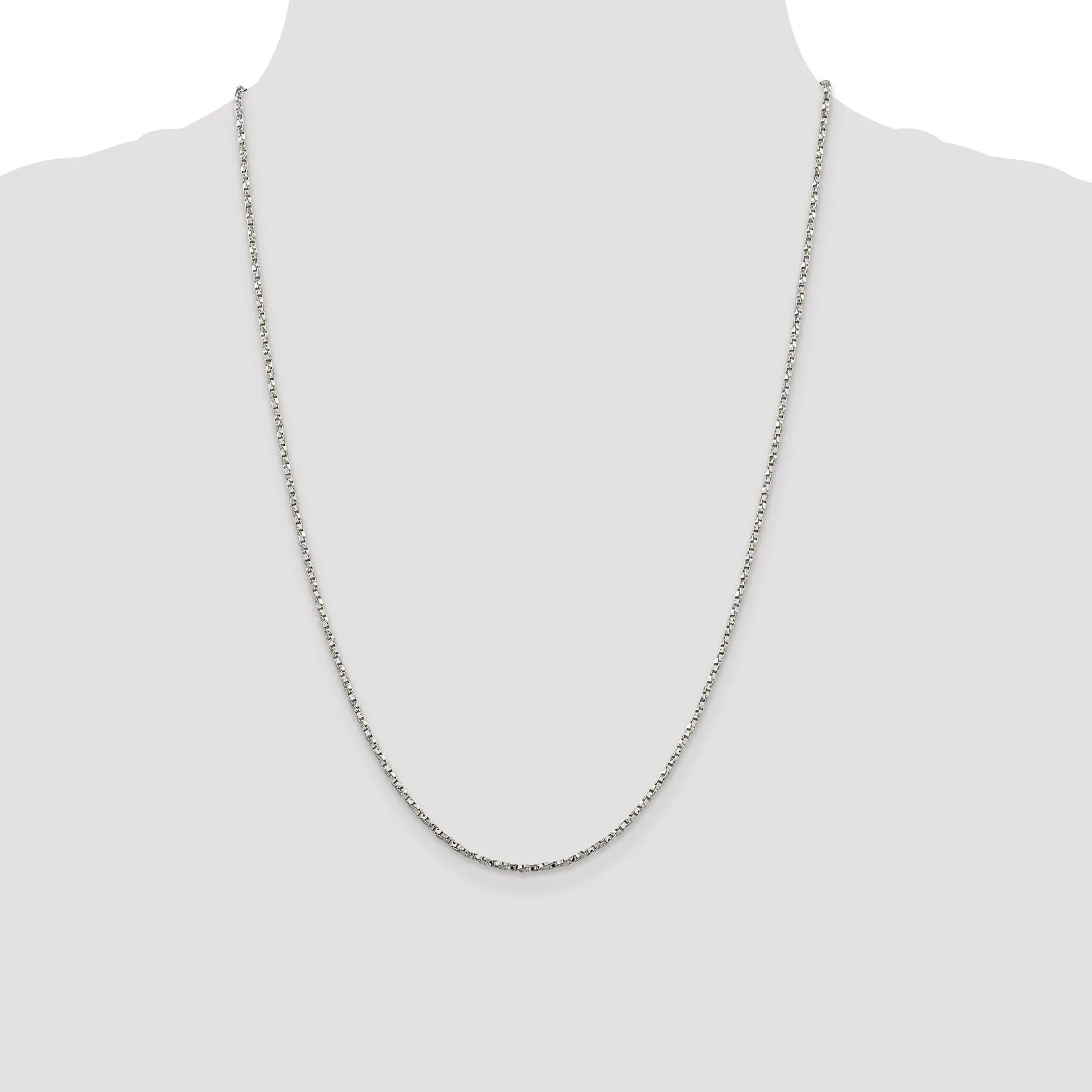 Silver Polished 1.75-mm Twisted Box Chain