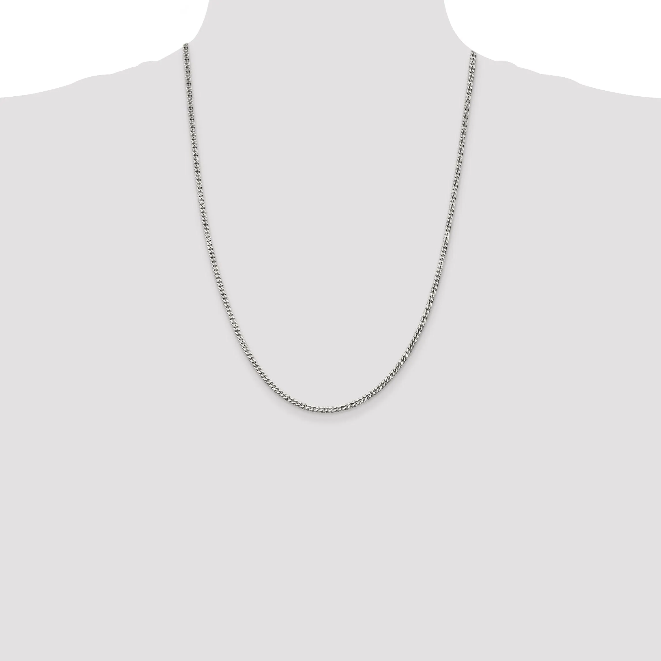 Silver Polished 3.00-mm Solid Curb Link Chain
